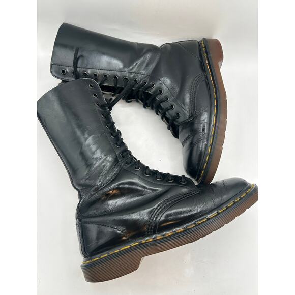 Vintage Dr Martens 1420 14 Eye black leather Combat boots England m 7 W 8 - Picture 4 of 9